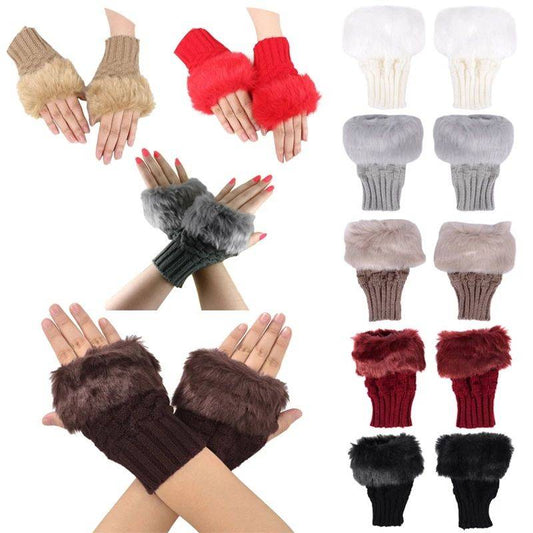 2 pairs New Women Gloves Stylish Hand Warm Winter Half Finger Wrist Warmer Glove